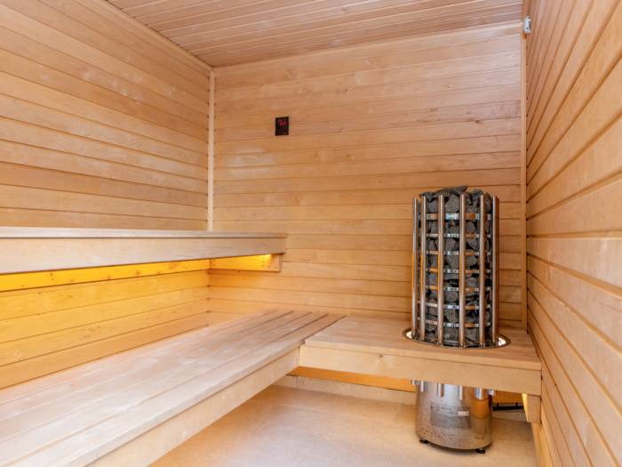 Interior of Strandville's private electric sauna